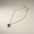 Collar Corazón Rojo Bañado en Oro 18K