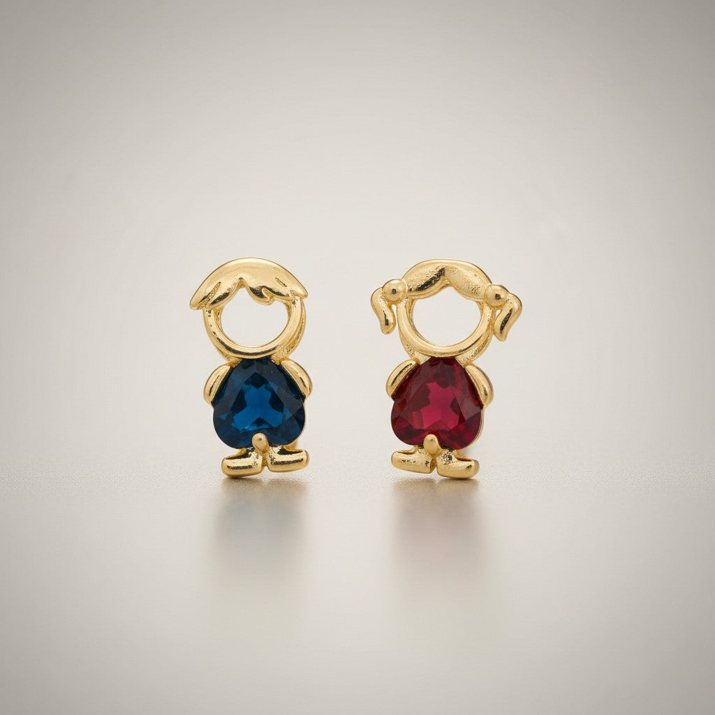 Dijes Niño y Niña Bañados en Oro 18K